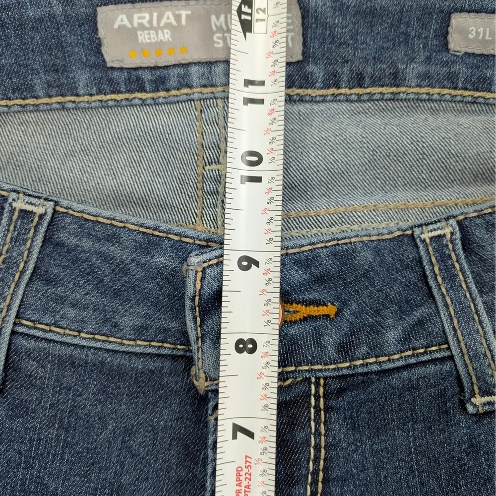 Ariat Rebar Riveter Straight Jeans 31L Mid Rise Nightride Work Denim 34